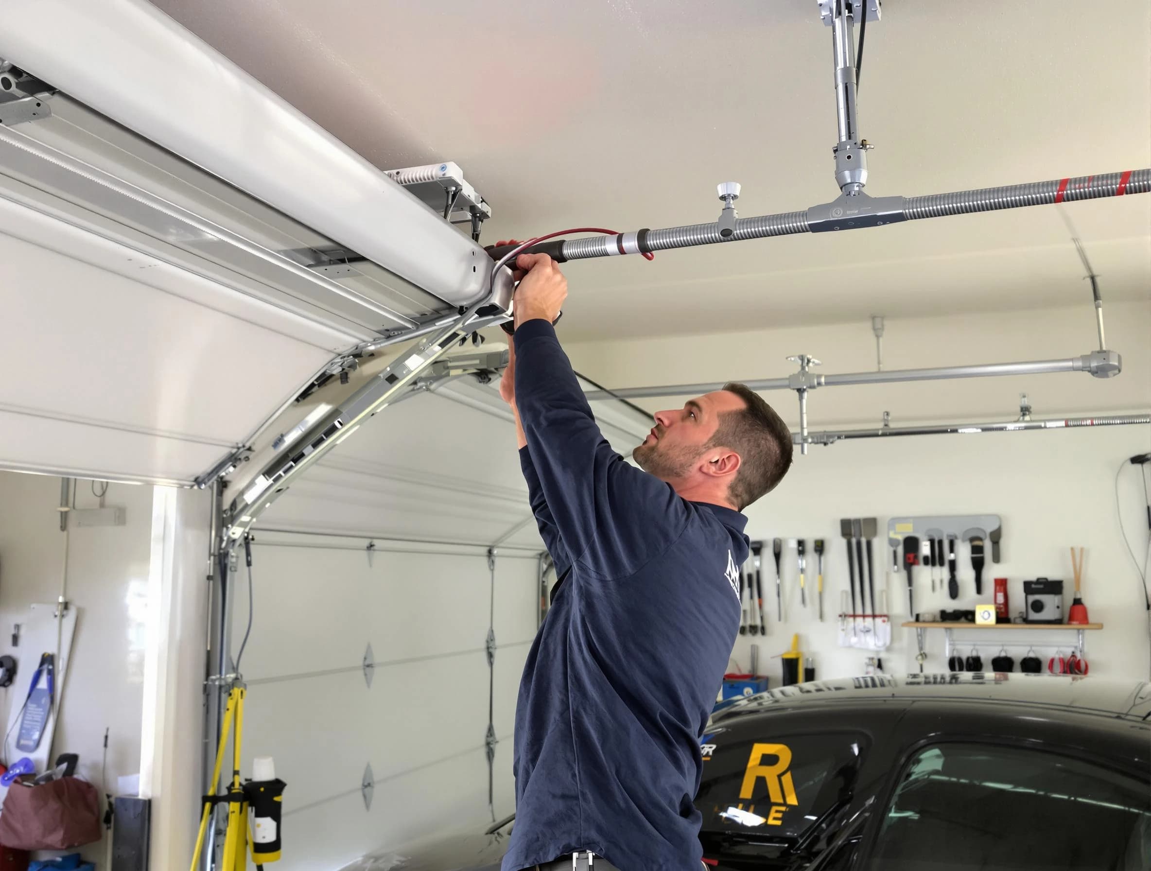 Center Garage Door Repair technician performing garage door cable repair in Center