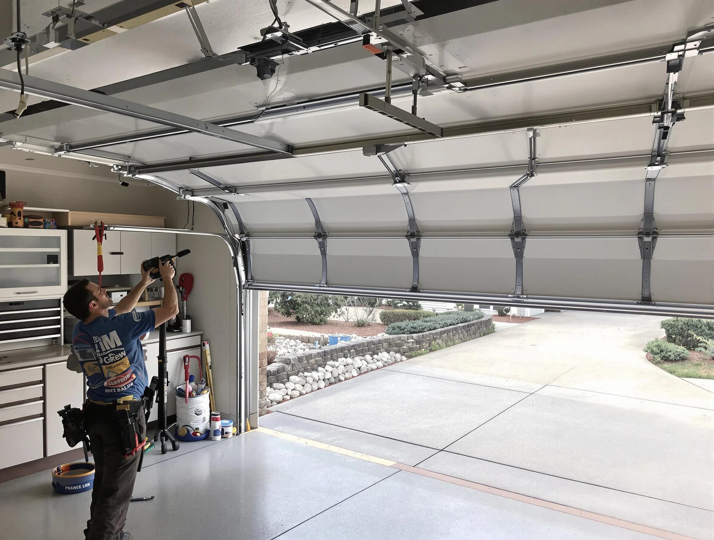 Garage door track repair service by Center Garage Door Repair in Center
