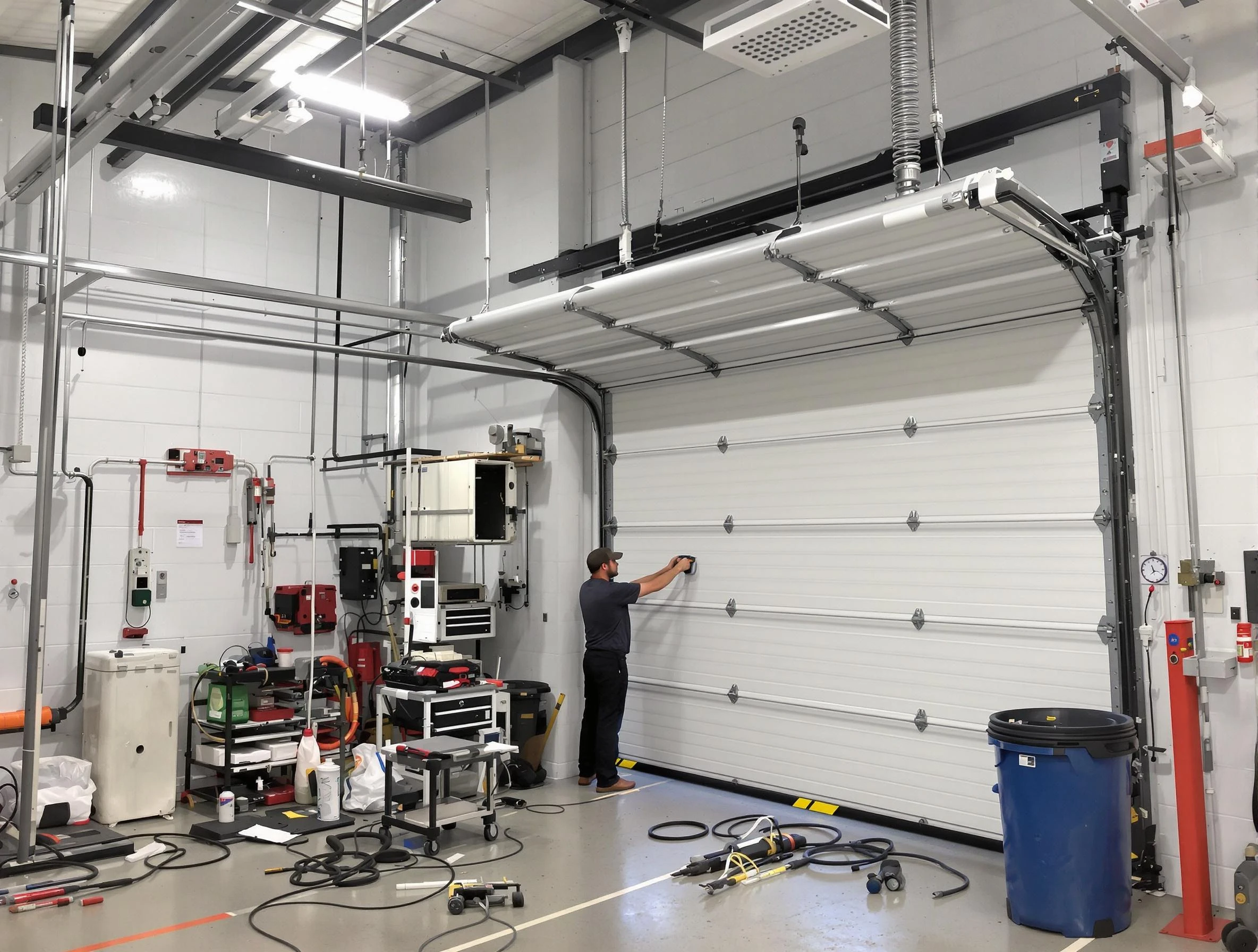 Center Garage Door Repair certified technician performing commercial door repair at a Center business facility