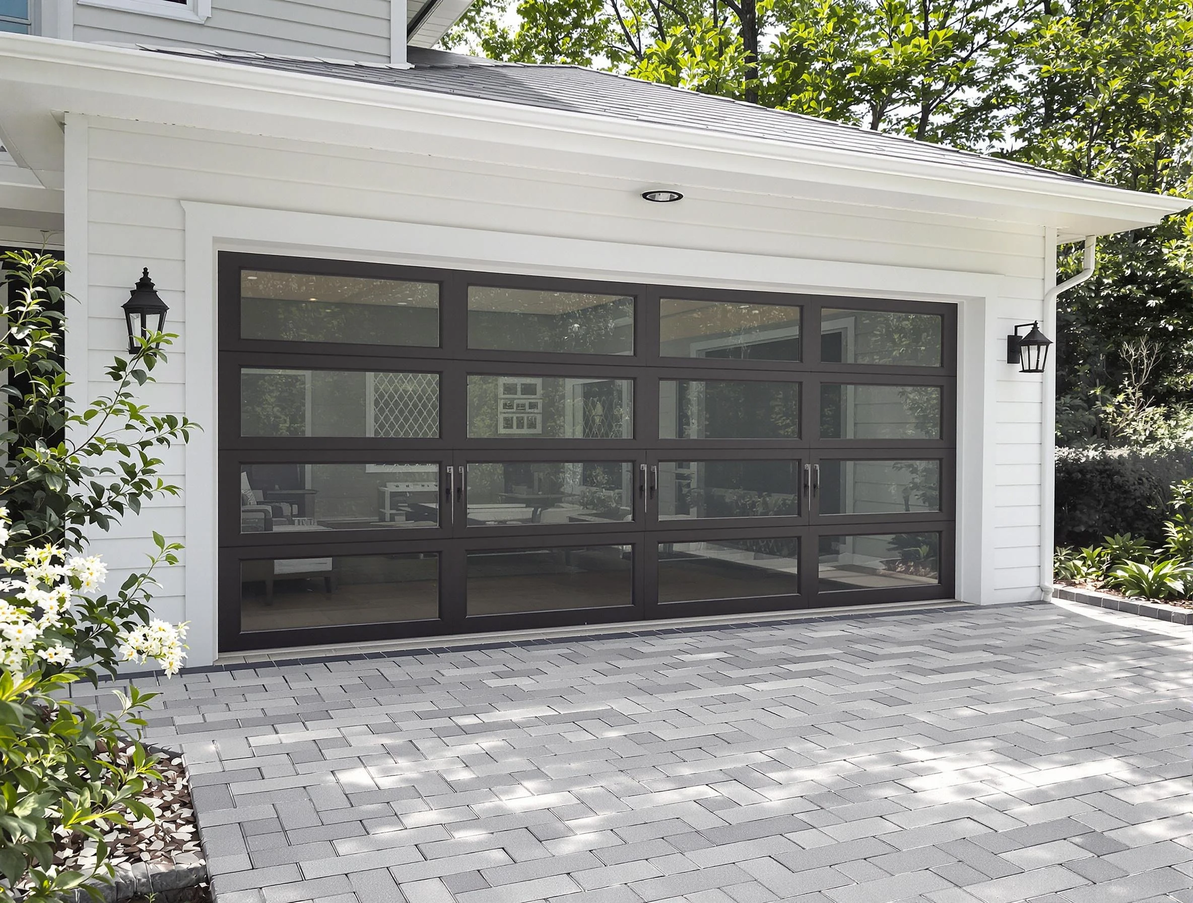 Center Garage Door Repair design specialist presenting custom garage door options to Center homeowner