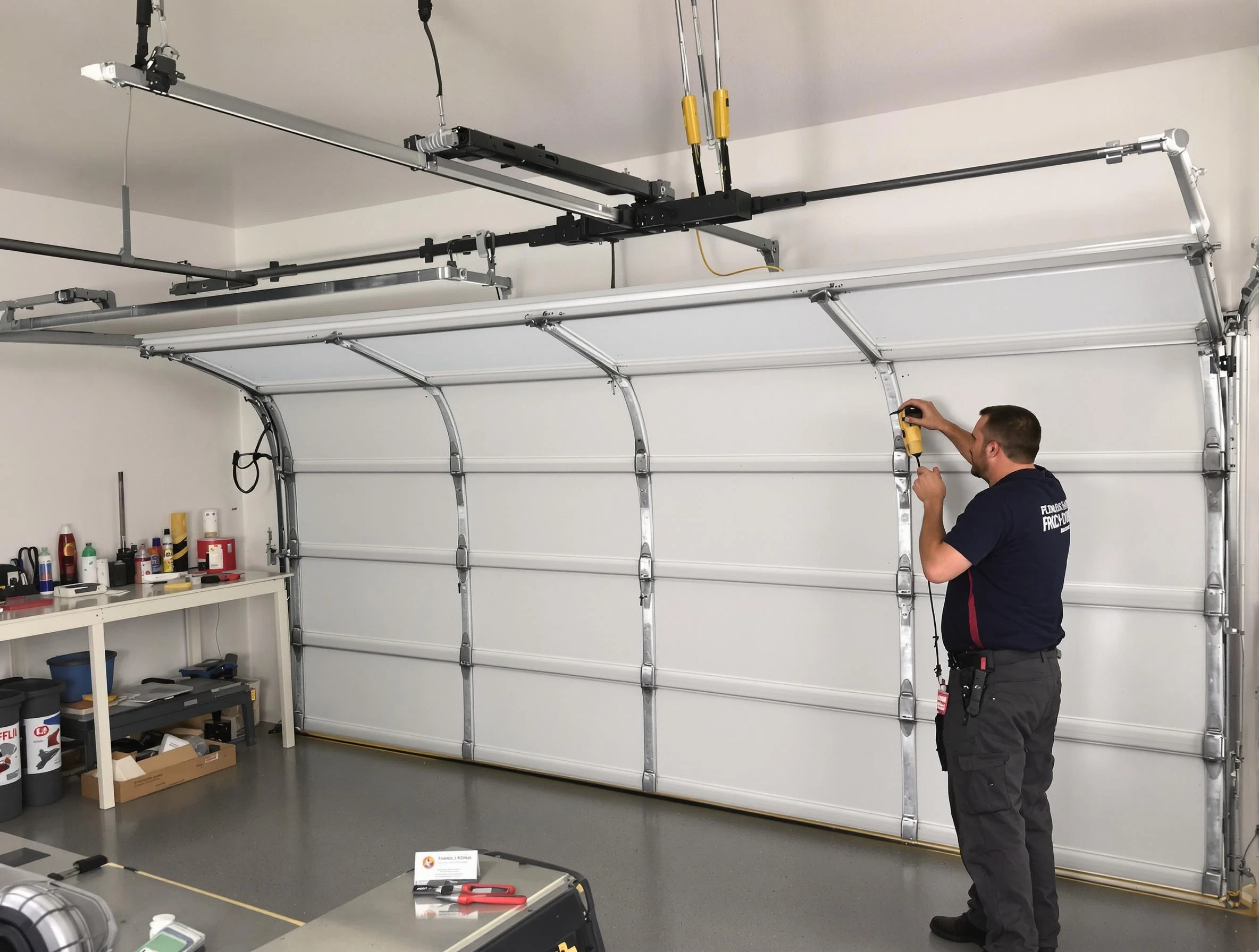 Center Garage Door Repair certified technician performing overhead door system repair in Center