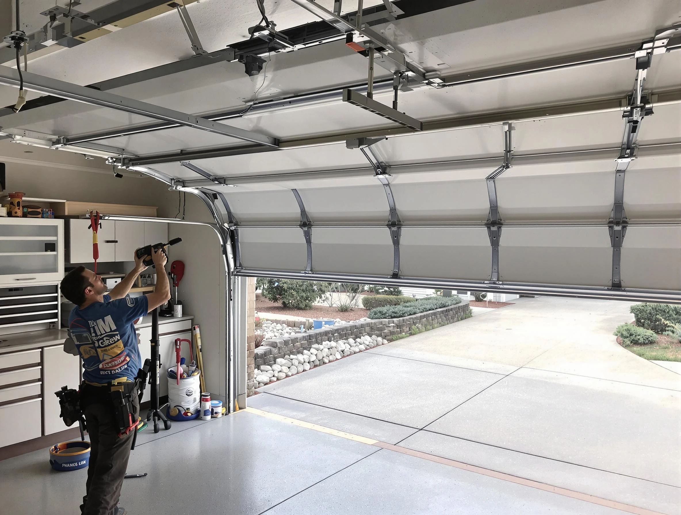Garage door track repair service by Center Garage Door Repair in Center